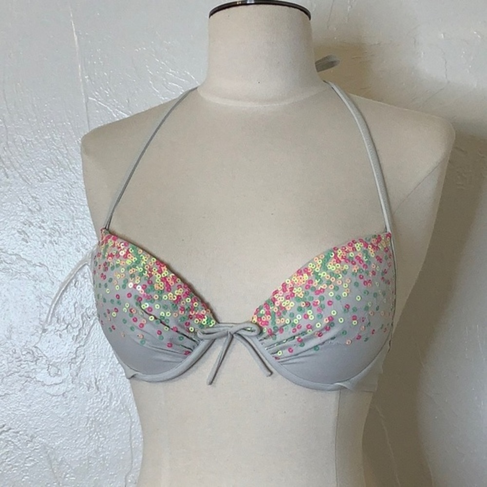 VS push up sequins halter bikini top size 32B EUC
